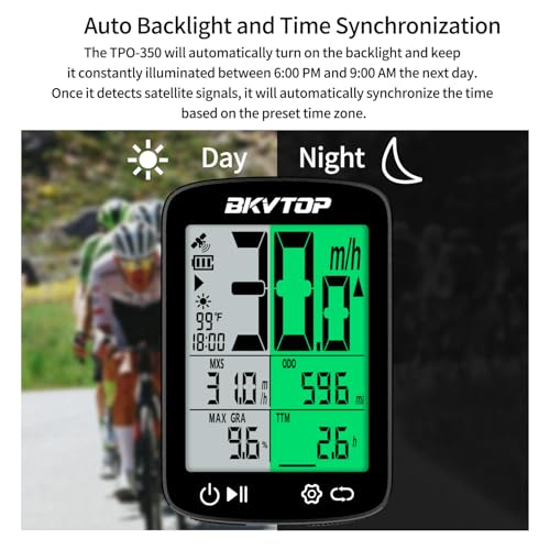 BKVTOP Wireless GPS Bike Computer with Standard Mount, 2.4" Screen, IPX7 Waterproof, 28H Runtime