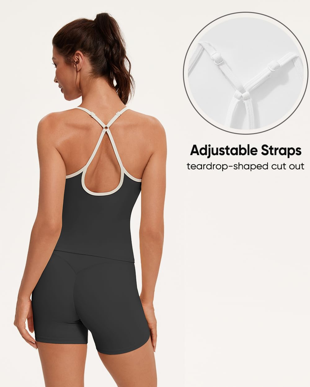 OMKAGI Sports Bras for Women Cute Sweetheart Neck Workout Tank Tops Open Back Yoga Bra Top(L, 546-Black)