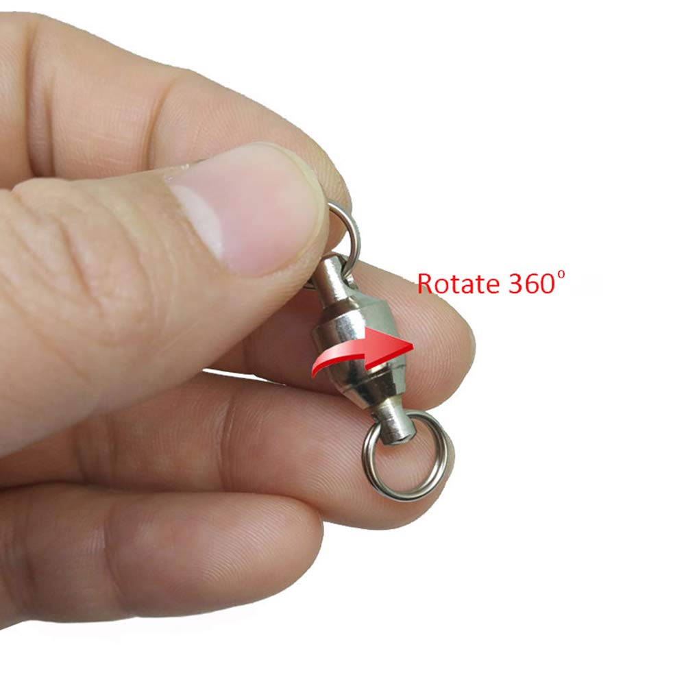 unclesportinfof 50pcs Ball Bearing Swivel Fishing Stainless Split Ring Fish Hooks Connectors for Saltwater 22LB (3#-0.79"/22LB- 50PCS)