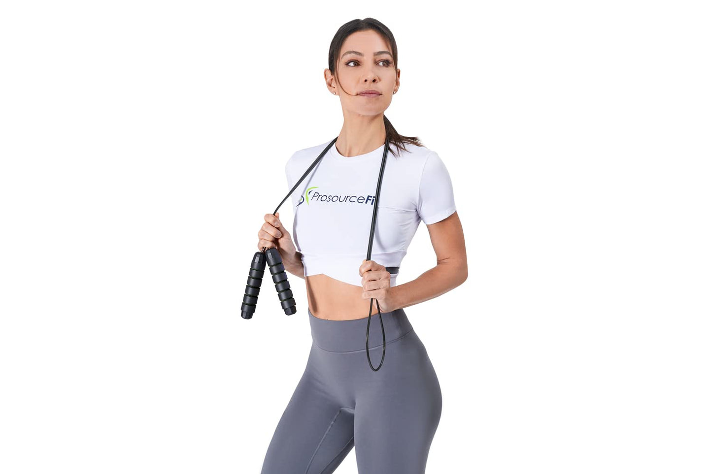 ProsourceFit Speed Jump Rope up to 8 Foot Adjustable Length for Men and Women, Foam Handles, Ultra Light Rope for Boxing, Jumping Exercises and Cardio Workout, Black