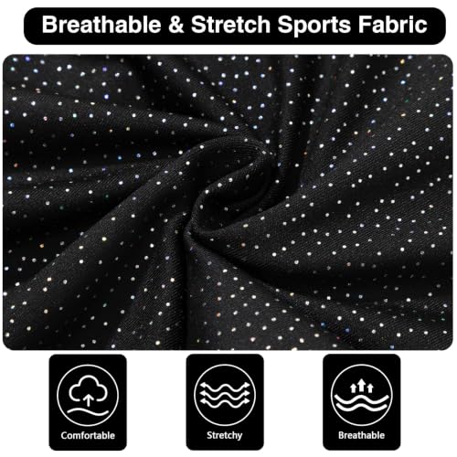 HOZIY Girls Gymnastics Leotard for 9-10 Years - Black Sparkle with Biketard & Shorts