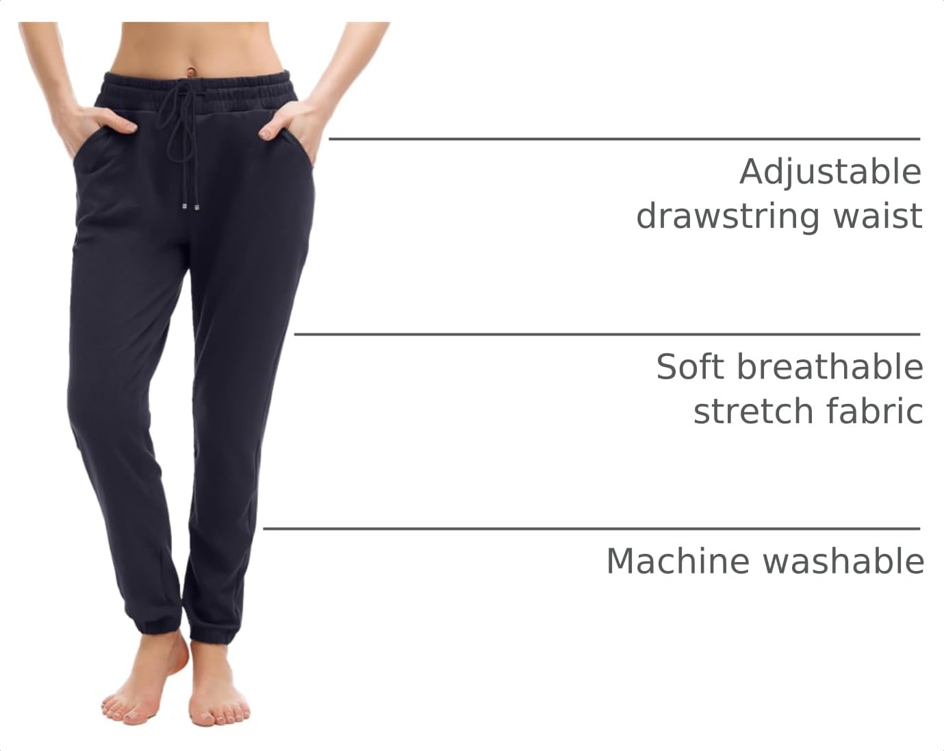 Walifrey Joggers with Pockets, Drawstring Sweatpants Women Navy L