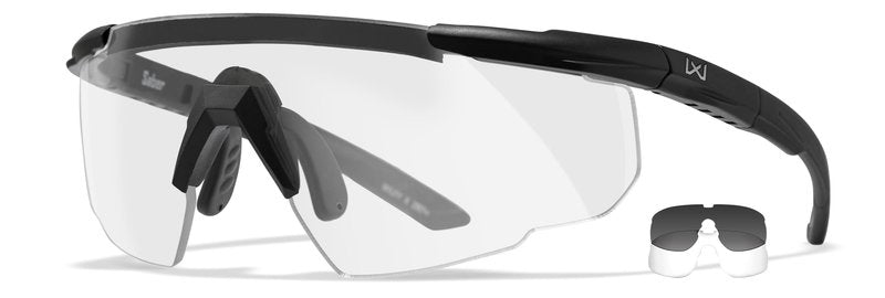 Wiley X Saber Advanced Shooting Glasses ANSI Z87.1+ Safety Sunglasses for Men and Women, UV and Eye Protection for Hunting and Shooting Matte Black Frames, Smoke Grey and Clear Lenses, Ballistic Rated