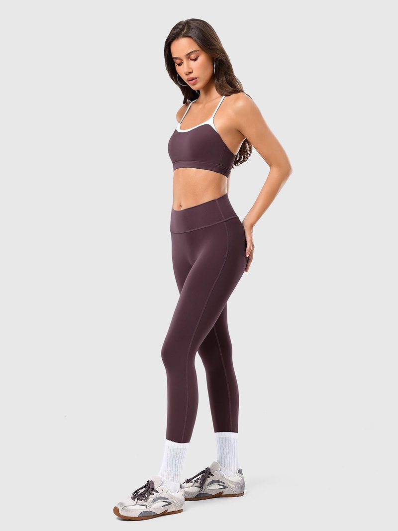 INNO MINT Work Out Yoga Sets for Women 2 Piece, No Front Seam Leggings & Camisole Tops Built-in Bra, Gym Pilates Active Wear Sets for Women