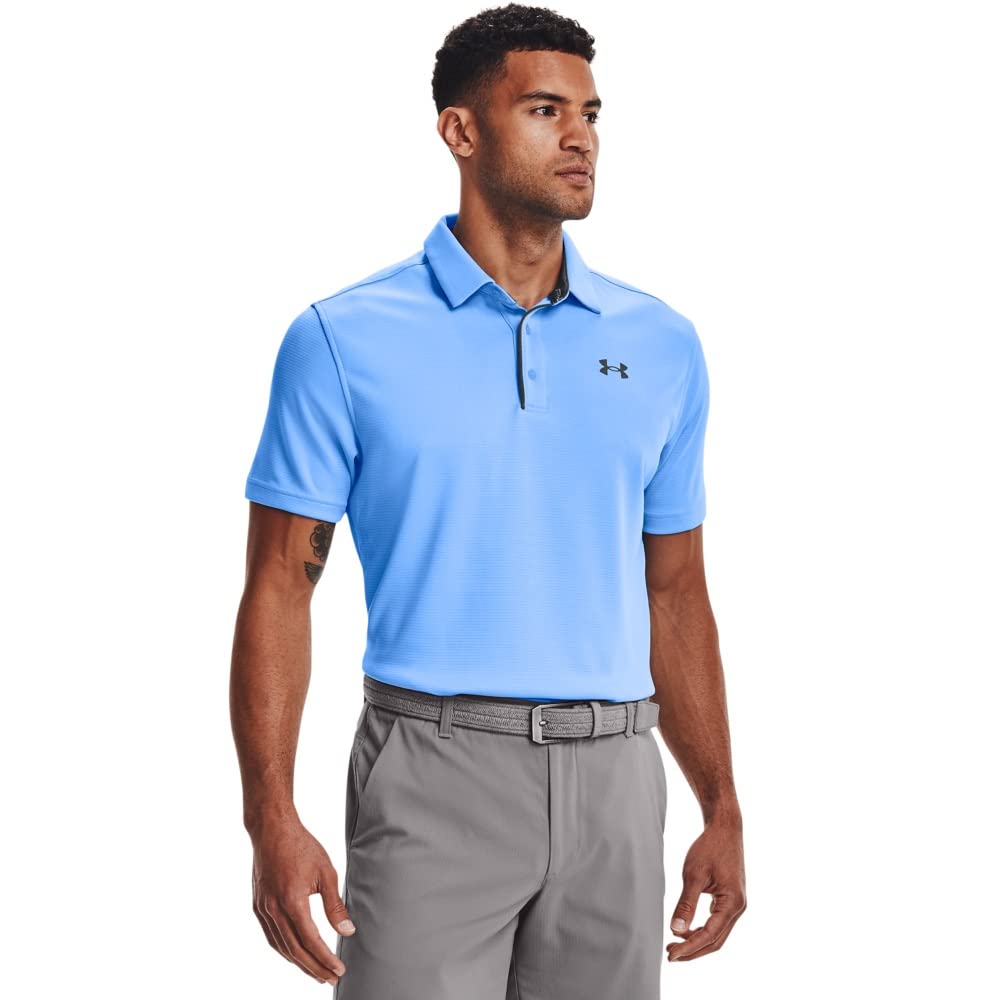 Under Armour Men's Tech Golf Polo, Carolina Blue (475)/Pitch Gray, Medium