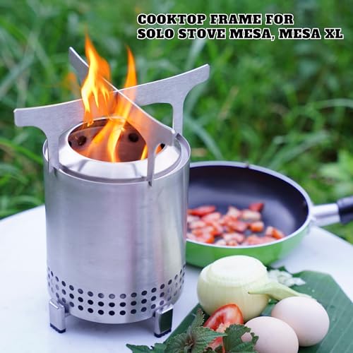 Fire Pit Cook top for Solo Stove Mesa, Mesa XL camping Accessories .Convert Tabletop Fire Pit to Camping Stove.Compatible with All Pots Pans.Stainless Steel.Replacement for Titan,Campfire Cooking Ring