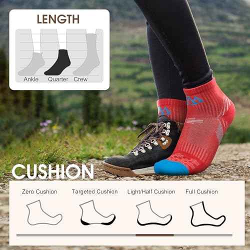 innotree Merino Wool Hiking Socks for Women Quarter Ankle Thermal Cushion Moisture Wicking Socks,5 Pairs