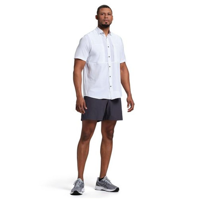 Beretta Men's TKAD Flex Breathable Lightweight Button-Down Outdoor Casual Active Tactical Short Sleeve T-Shirt, Pure White, Small