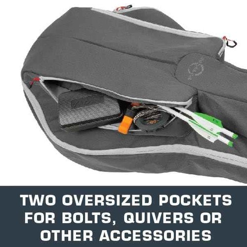 Allen Company Titan Krait Crossbow Case - Soft-Shell Design - Fits Scoped Narrow Limb Crossbows - Oversized Pockets for Bolts, Quivers, and More - Gray/Red - 37" x 19.5"