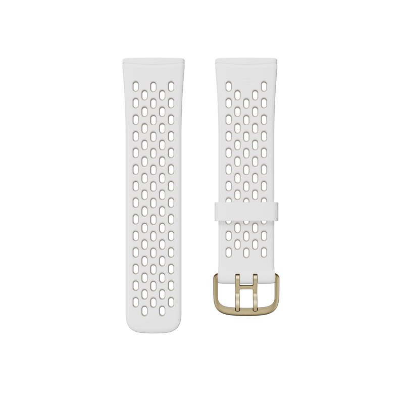Fitbit Sense & Fitbit Versa 3 Accessory Band, Official Fitbit Product, Sport, White/Lunar White, Large