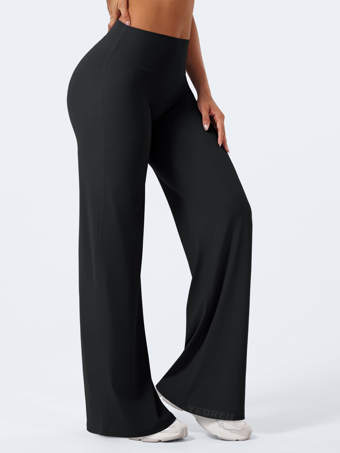 YEOREO Workout Womens Straight Leggings 33" Eddiy Gym Yoga Pants Black XS