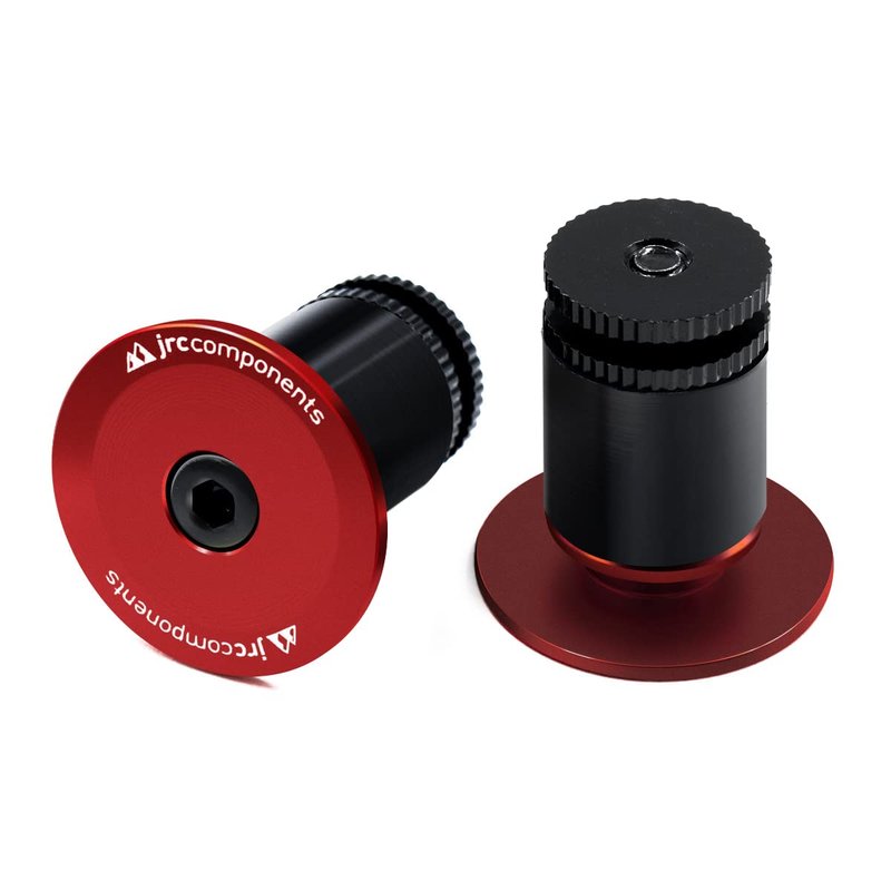 JRC Components Aluminum Handlebar Bike Bar End Plugs for Bicycles | Pack of 2 Handlebar Plugs - Bike Bar End Grips | Mountain Bike Bar End Caps for Road Bikes - Premium Bike Handlebar Caps [Red]