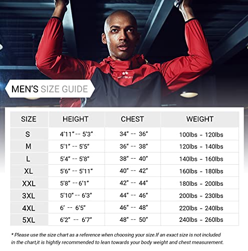 HOTSUIT Sauna Suit for Men Sweat Sauna Jacket Pant Gym Workout Sweat Suits, Red, L