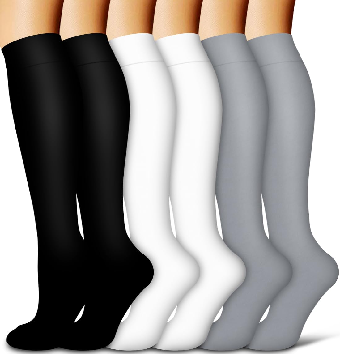 COOLOVER Copper Compression Socks for Women and Men(6 Pairs)-Best Support for Running, Athletic, Travel