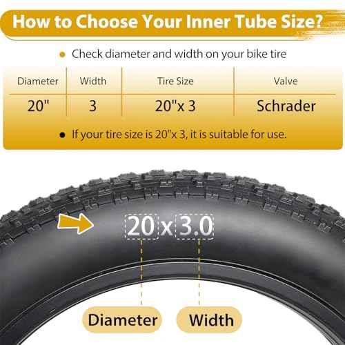2 Pack 20 x 3.0 Fat Tire Tube Schrader Valve, Puncture Proof Bike Tubes for 20 x 3 Bicycle Tire, Butyl Rubber Inner Tube for EBike/Electric Bike/Mountain Bike