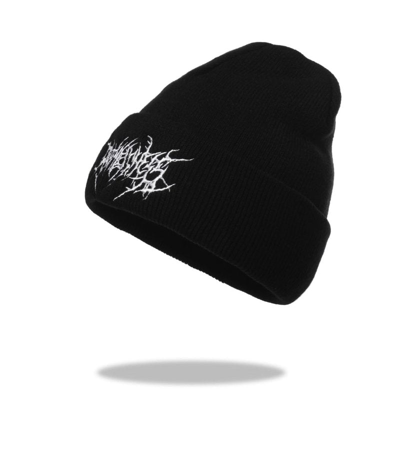 TYHOTULY Gothic Beanies Hat for Women Men Y2k Emo Grunge Harajuku Punk Accessories Winter Warm Knitted Skull Cap Streetwear (Black,One Size)