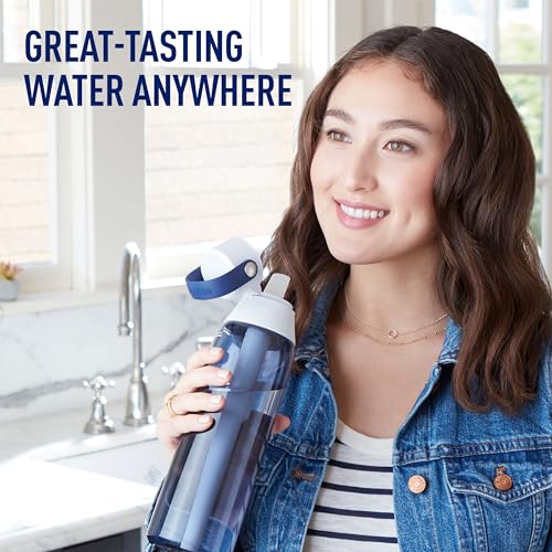 Brita Hard-Sided Plastic Premium Filtering Water Bottle, BPA-Free, Reusable, Replaces 300 Plastic Water Bottles, Filter Lasts 2 Months or 40 Gallons, Includes 1 Filter, Night Sky - 26 oz.