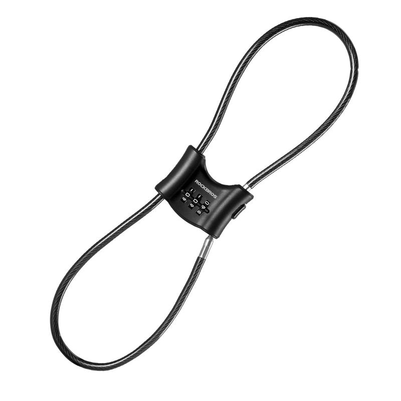 ROCKBROS Bike Lock (0.67m/2.2FT), 3-Digit Codes Resettable Combination Cable Lock,for Motorcycle, Mountain Road Bike, Helmet,(Black).