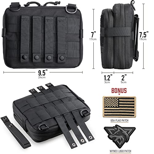 WYNEX Tactical Molle Admin Pouch of Laser Cut Design, Utility Pouches Molle Attachment Military Medical EMT Organizer with Map Pocket EDC Pack IFAK Tool Holder US Patch Included