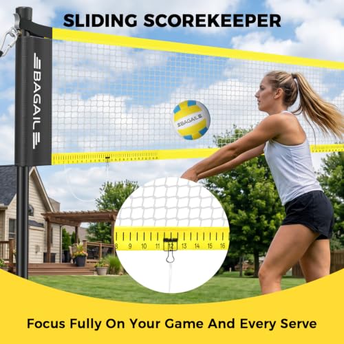 Yellow 20FT Outdoor Volleyball Net Set Portable Beach & Backyard Play