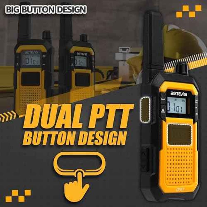 Retevis RB48 Walkie Talkies Long Range, IP67 Waterproof Two Way Radios with Earpiece, Support VOX, Vibration Call, 2000mAh, NOAA, 2 Way Radio for Business(2 Pack)