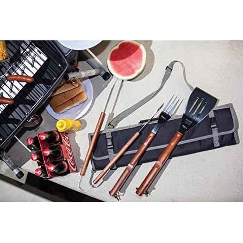PICNIC TIME NCAA Cincinnati Bearcats 3-Piece BBQ Tote & Grill Accessories Set, Outdoor Gril Set with Case, BBQ Spatula, BBQ Fork, and BBQ Tongs, (Black with Gray Accents)
