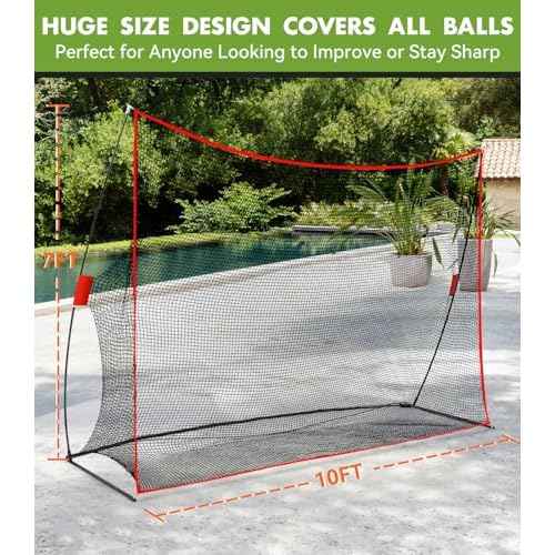Golf Net: 10x7ft Heavy Duty Golf Practice Net for Indoor/Outdoor Training, Portable Golf Hitting Net with Carry Bag, Ideal Golf Training Aid for Golfers Backyard Driving Chipping Swing (Standard)
