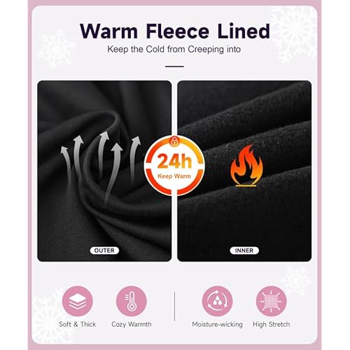 Thermal Underwear for Women,Long Johns Fleece Lined Thermal Base Layer Zip Up Thermals Top and Bottom Set