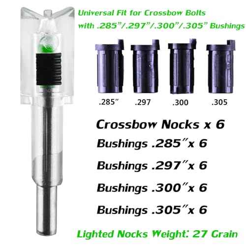 6/3 Pack Lighted Nocks for Crossbow Bolts with .285¡±/.297¡±/.300¡±/.305¡± Bushings High-Visibility Crossbow Lighted Nocks, On/Off Switch Included