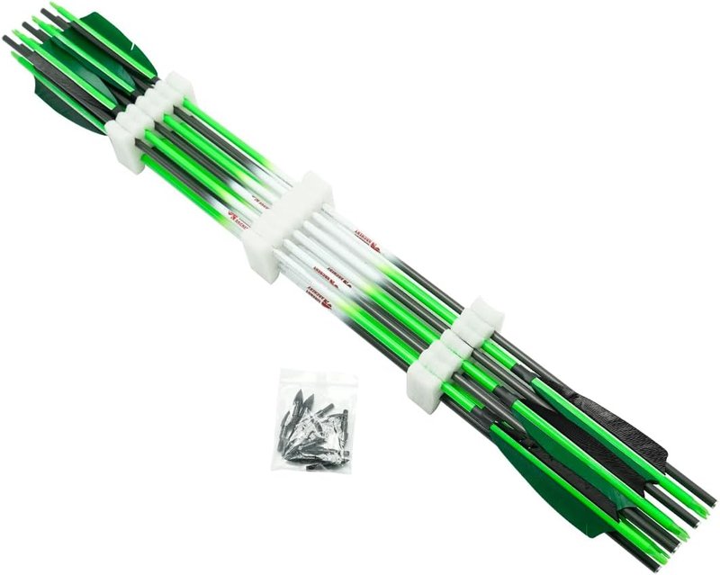 Archery Carbon Arrows - Fluorescent Hunting Practice Target Arrows with Removable Tip | Spine 250-800, Pack of 6/12