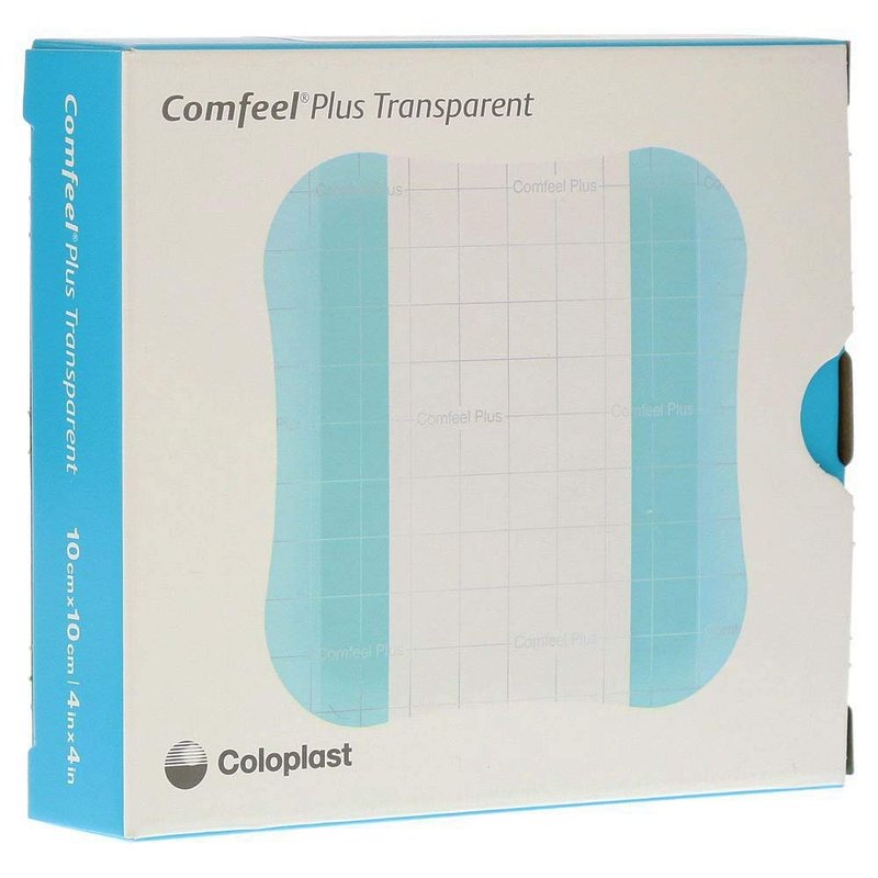 Comfeel Plus Transparent Thin Thin Hydrocolloid Dressing 4 x 4" Square Thin with Border Film Backing 33533 10 per Box
