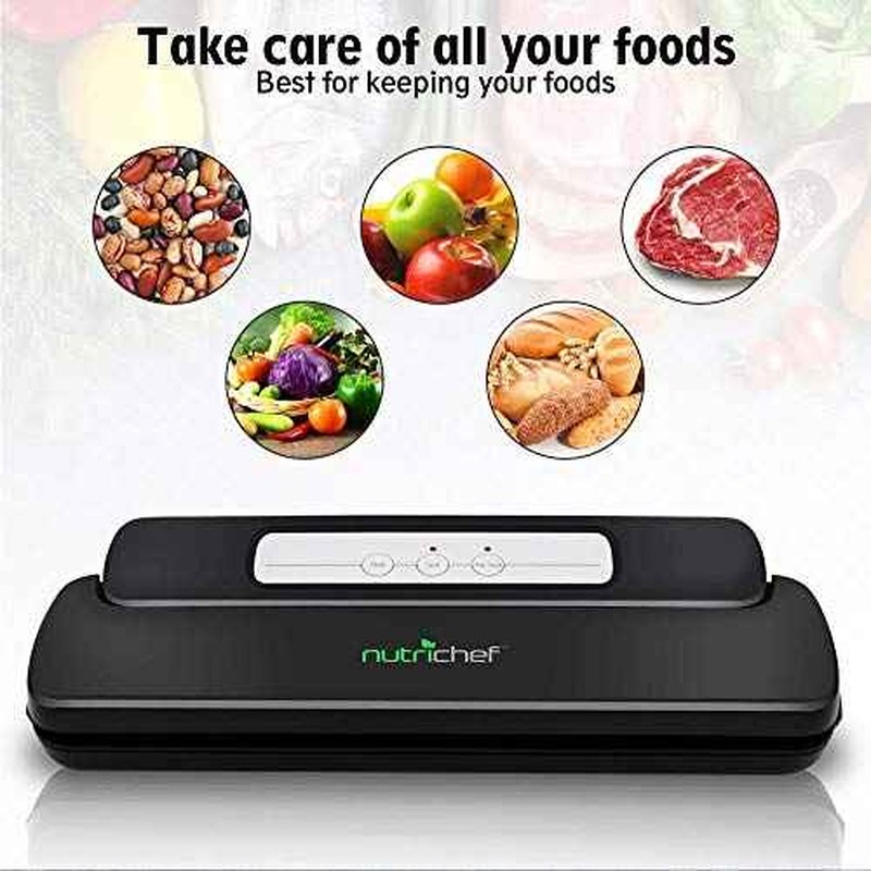 NutriChef Automatic Handheld Vacuum Sealer Machine - Simple & Compact Fresh Saver Meal - Vacuum Sealing System with Starter Pack for Food Preservation