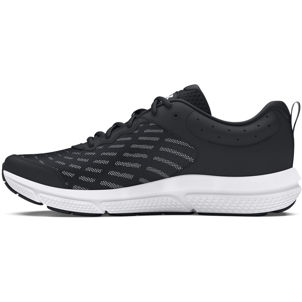 Under Armour Men's Charged Assert 10 Shoes, (001) Black/Black/White, 8 Wide