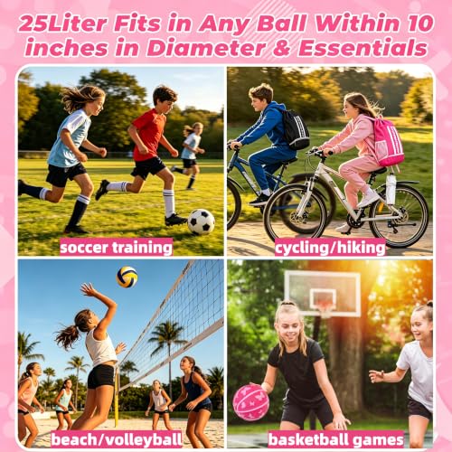 Pink & White Youth Soccer & Basketball Drawstring Backpack - Sports Bag for Girls