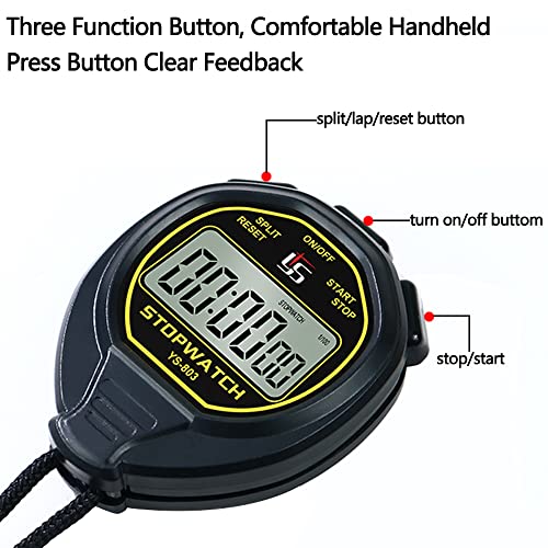 FCXJTU Digital Simple Stopwatch Timer, No Bells, No Alarm, Simple Basic Operation, Silent, Clear Display, ON/Off, Large Display for Swimming Running Training Kids Coaches Referees Teachers