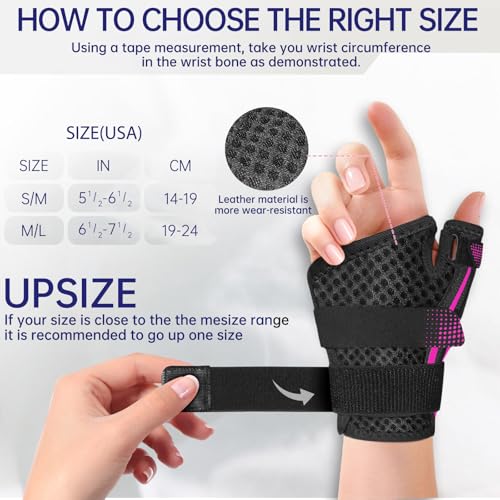 Thumb Wrist Brace | Upgraded Thumb Spica Splint Stabilizer Pain Relief Night Support for De Quervain¡¯ s Tenosynovitis Trigger Finger Arthritis Sprains | Breathable Fabric(S/M,Pink/Black)