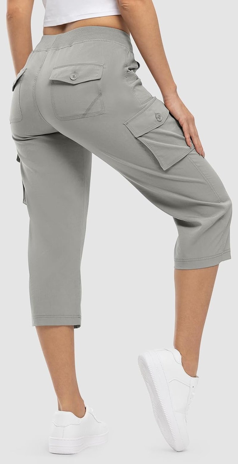 Women's Cargo Capris - Lightweight Summer Hiking Pants with 6 Pockets | Casual Cropped Style