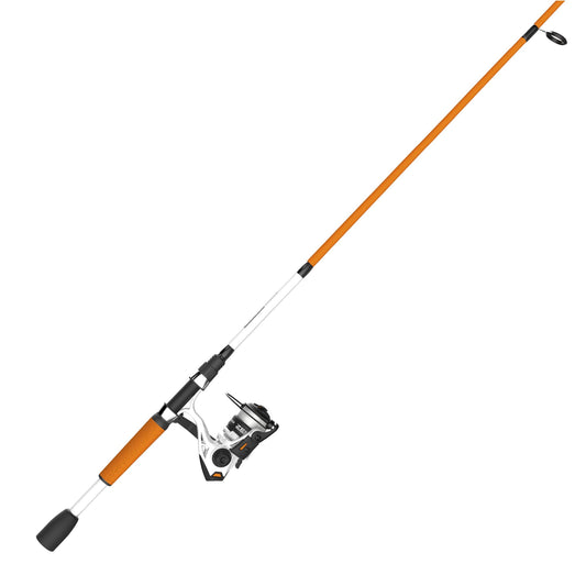 Zebco Roam Spinning Reel and Fishing Rod Combo, 6-Foot 2-Piece Fiberglass Fishing Pole, Split ComfortGrip Handle, Soft-Touch Handle Knob, Size 20 Reel, Changeable Right- or Left-Hand Retrieve, Orange