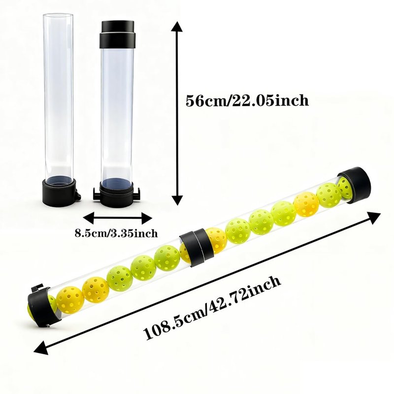 OLISDCCMY Pickleball Ball Retriever - 2-Section Foldable Pickup Tube with Shoulder Strap, Semi-Transparent Tube Holds 14 Balls, No Bend Ball Pickup Tool for Tennis & Pickleball Training