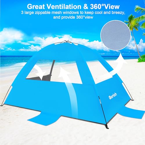 Gorich Beach Tent Sun Shelter for 3/4-5/6-7/8-10 Person with UPF 50＋ UV Protection, Lightweight & Easy Setup Beach Shade Canopy, Portable Beach Shade Tent Beach Cabana