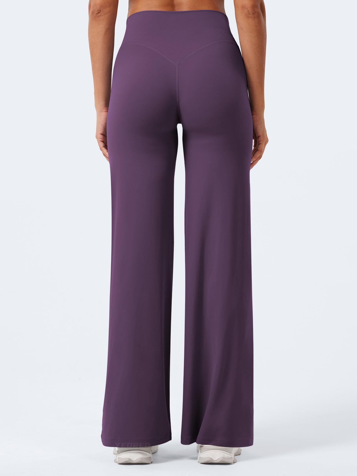 YEOREO Workout Straight Leggings 31.5" Thin Fleece Black Berry Purple L