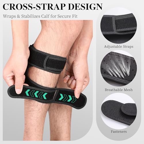 Sciatica Pain Relief Devices Brace, Sciatic Nerve Knee Brace with Dual Adjustable Pressure Pads Targeted Compression, Sciatic Ease Calf Brace for Lower Back Pain Relief, Fits for Men and Women