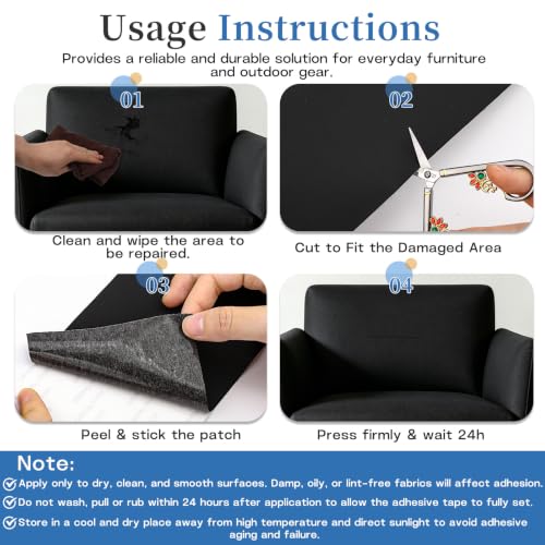 Fadoub Black Nylon Tent Repair Tape Self-Adhesive Fabric Patch Kit for Outdoor Gear