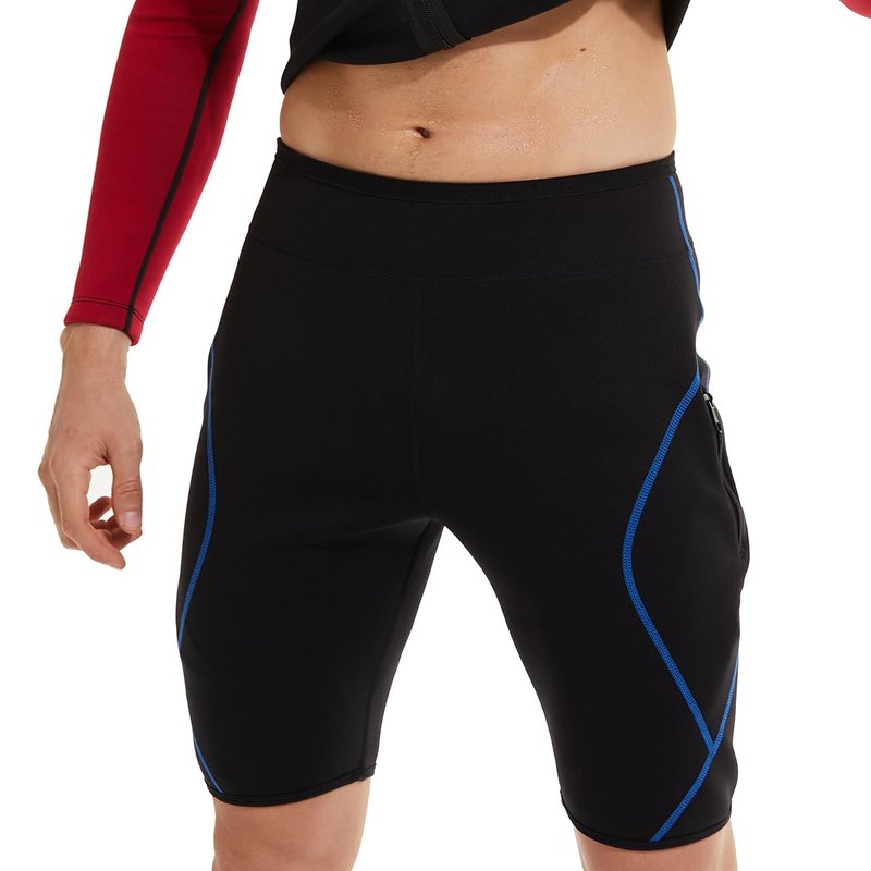 NonEcho Mens Neoprene Sauna Sweat Workout Compression Shorts Body Shaper Slimming Yoga Pants with Zipper Pocket Black