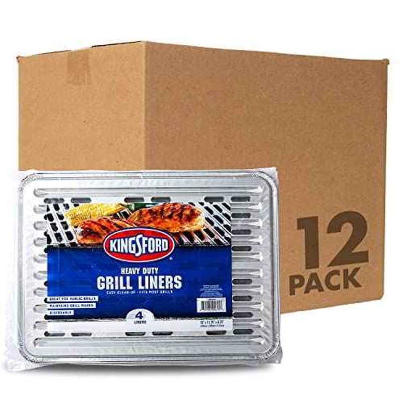 Kingsford Heavy Duty Aluminum Grill Liners | Heavy Duty Grill Liners | Disposable Grilling Liners Prevent Food from Falling Through Grill Grates, 48 Count,Silver