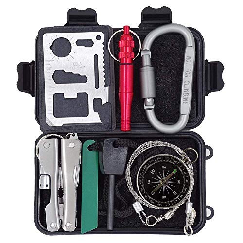 Outdoor Survival Kit 7 in 1, Tactical Gifts for Kids Husband Men Dad, Mini Emergency Survival Gear and Equipment Camping Pocket Tool Gadgets Stocking Stuffers Ideal for Chrismas Birthday Hiking