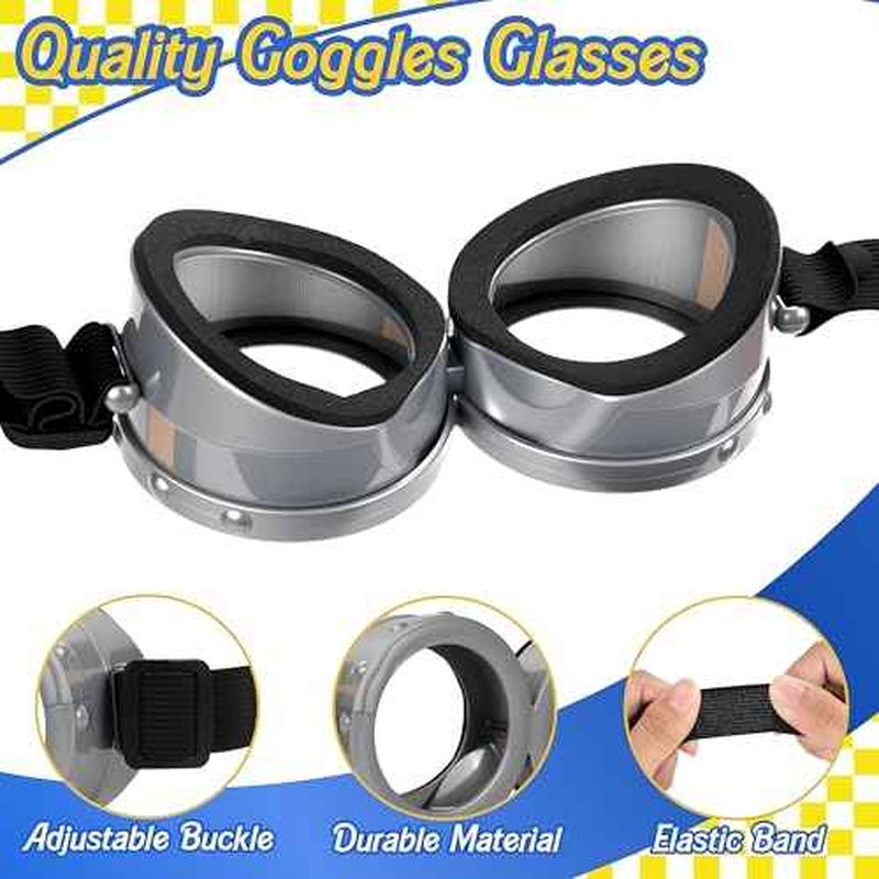 4 Pcs Halloween Yellow Costume Accessories for Adult, Yellow Beanie Hats, Goggles Glasses, Elastic Black Gloves for Halloween Dress Up Men Women Cosplay Party