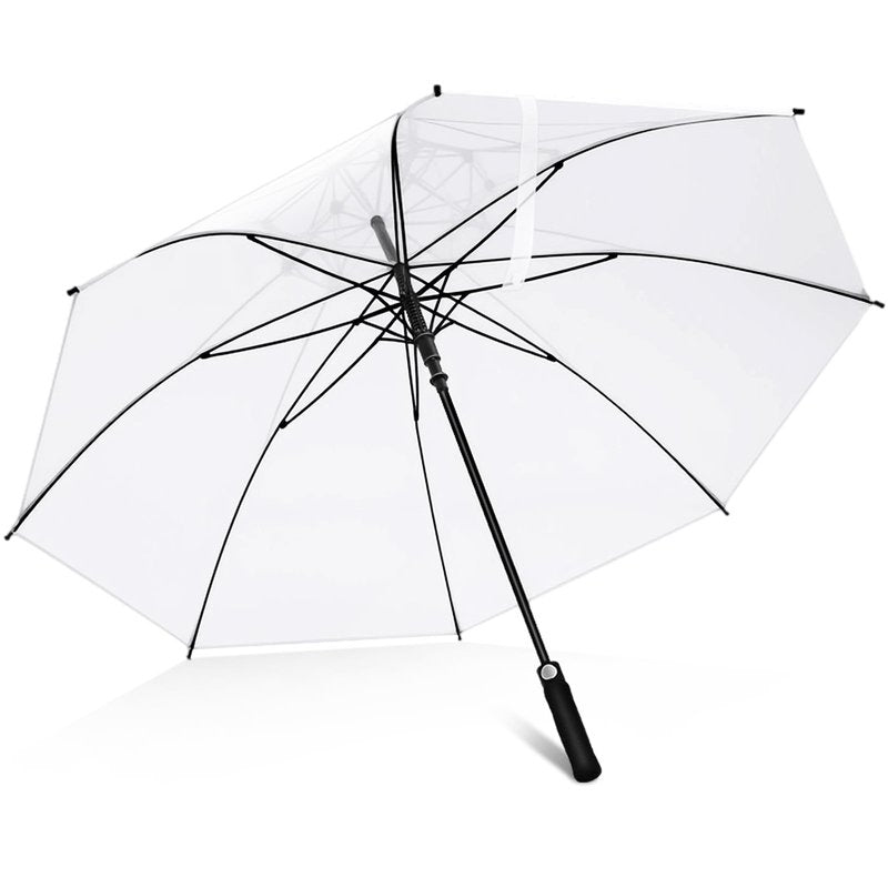 Jexine Extra Large Clear Golf Umbrella 60 Inch Oversized Automatic Open Stick Umbrella Transparent Waterproof for Adult Men Women Outdoor Sport Golf Play Weddings(1 Pcs)