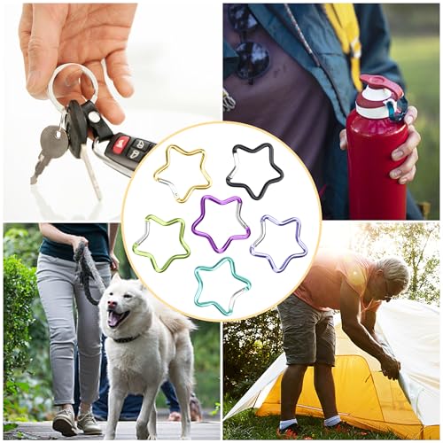 SWATOM Aluminum Star Shape Carabiner Clip Spring Snap Hook Keyring Carabiners Keychains Outdoor Accessories (2.6 Inch)