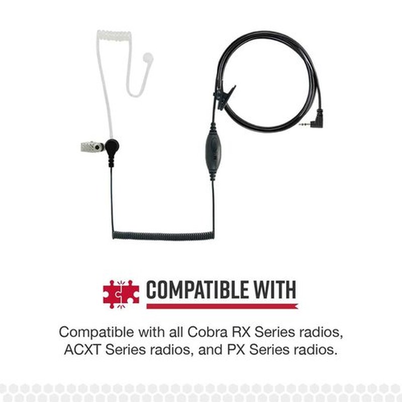 COBRA GA-SV01 Surveillance Walkie Talkie Headset Microphone for Adults, Compatible with All MicroTalk Two-Way Radios, Silicone Ear Tip, Black (Pack of 3)
